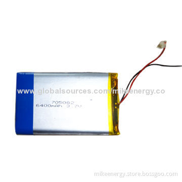 Li-polymer Battery with 6,400mAh Capacity and 3.7V Nominal Voltage